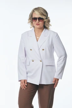 Костюм брючный 246 белый с капучино OVERYOU