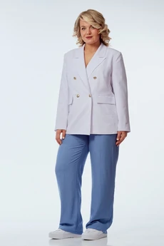 Костюм брючный 246-1 белый с голубым OVERYOU