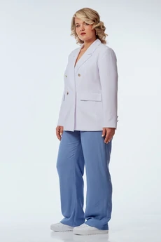 Костюм брючный 246-1 белый с голубым OVERYOU