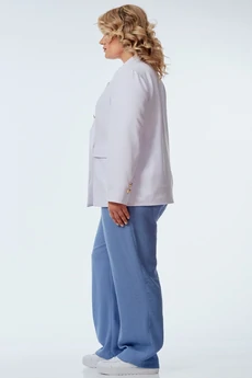 Костюм брючный 246-1 белый с голубым OVERYOU