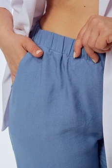 Костюм брючный 246-1 белый с голубым OVERYOU