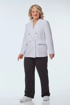 Костюм брючный 247 белый с черно-белым OVERYOU