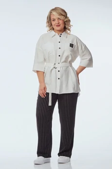 Костюм брючный 248 белый с черно-белым OVERYOU