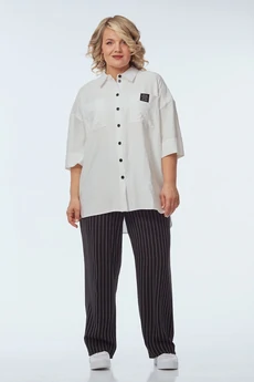 Костюм брючный 248 белый с черно-белым OVERYOU