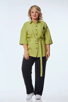 Костюм брючный 248-1 фисташка с черно-белым OVERYOU