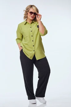 Костюм брючный 248-1 фисташка с черно-белым OVERYOU