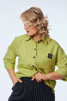 Костюм брючный 248-1 фисташка с черно-белым OVERYOU