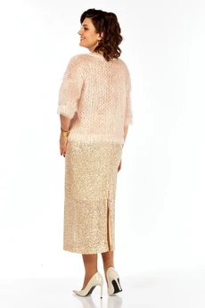 Костюм с юбкой 413 персик+бежевый Ольга Стиль
