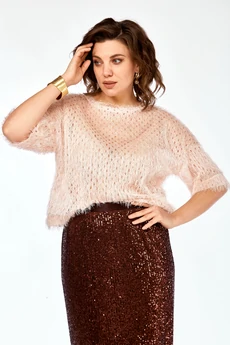 Костюм с юбкой 413 персик-бронза Ольга Стиль