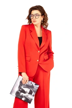 Костюм брючный 439 красный Ольга Стиль