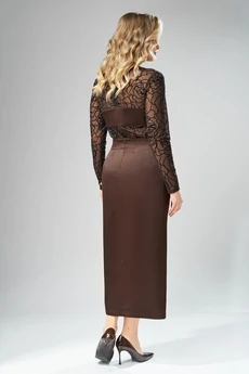 Костюм с платьем 1003 шоколадный Ольга Стиль