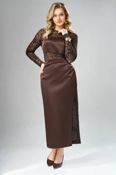 Костюм с платьем 1003 шоколадный Ольга Стиль