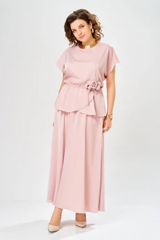 Костюм с юбкой 1010 пудрово-розовый Ольга Стиль