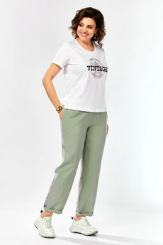 Костюм брючный 1011 серо-зеленый Ольга Стиль