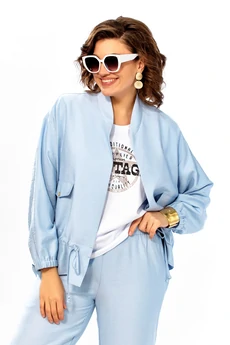 Костюм брючный 1011 голубой Ольга Стиль