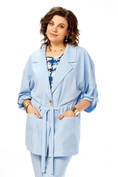 Костюм брючный 1012 голубой Ольга Стиль