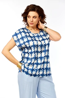 Костюм брючный 1012 голубой Ольга Стиль