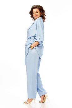 Костюм брючный 1012 голубой Ольга Стиль