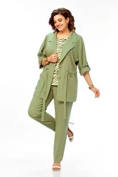 Костюм брючный 1012 зеленый Ольга Стиль