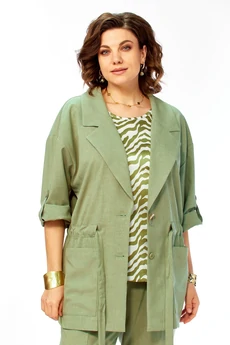 Костюм брючный 1012 зеленый Ольга Стиль