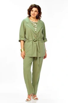Костюм брючный 1012 зеленый Ольга Стиль
