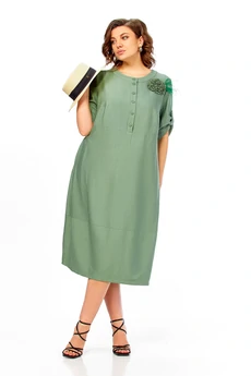 Платье 1014 серо-зеленый Ольга Стиль