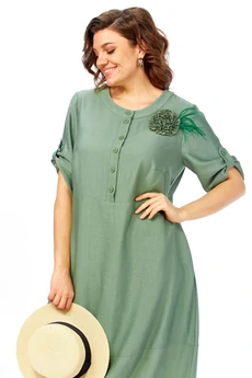 Платье 1014 серо-зеленый Ольга Стиль