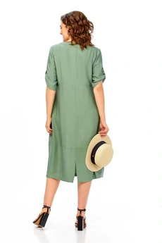Платье 1014 серо-зеленый Ольга Стиль