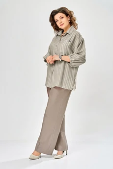 Костюм брючный 1017 хаки-коричневый Ольга Стиль