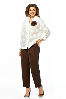 Костюм брючный 1018 шоколад Ольга Стиль