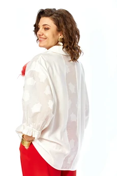 Костюм брючный 1018 красный Ольга Стиль