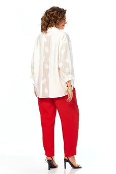 Костюм брючный 1018 красный Ольга Стиль