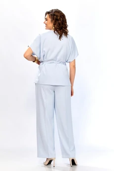 Костюм брючный 1020 голубой Ольга Стиль
