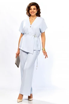 Костюм брючный 1020 голубой Ольга Стиль