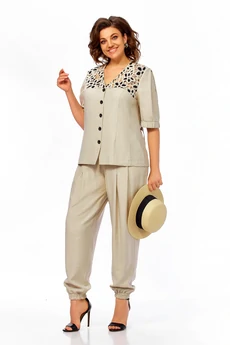 Костюм брючный 1026 беж Ольга Стиль