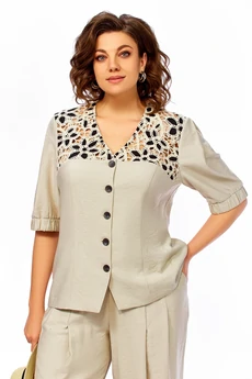 Костюм брючный 1026 беж Ольга Стиль