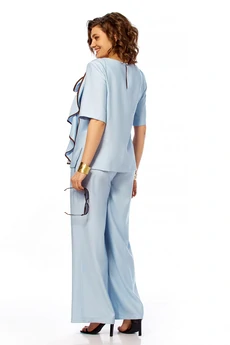 Костюм брючный 1028 голубой Ольга Стиль