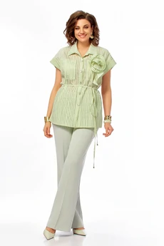 Костюм брючный 1029 светло-зеленый Ольга Стиль