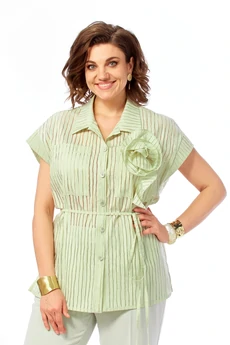 Костюм брючный 1029 светло-зеленый Ольга Стиль