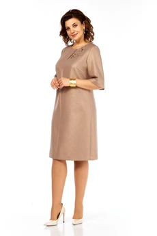 Платье 980 бежево-золотой Ольга Стиль