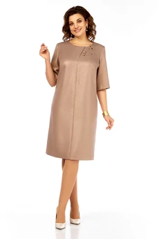 Платье 980 бежево-золотой Ольга Стиль