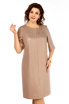 Платье 980 бежево-золотой Ольга Стиль