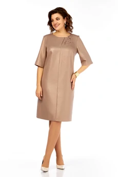 Платье 980 бежево-золотой Ольга Стиль