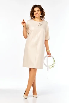 Платье 980 светло-бежевый Ольга Стиль