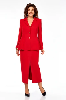 Костюм с юбкой 985 красный Ольга Стиль