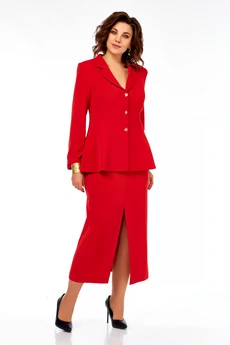 Костюм с юбкой 985 красный Ольга Стиль