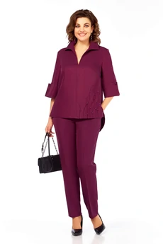 Костюм брючный 987 бургунди Ольга Стиль