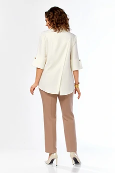 Костюм брючный 987 молочно-коричневый Ольга Стиль