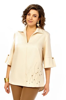 Костюм брючный 987 золото-коричневый Ольга Стиль