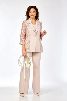 Костюм брючный 996 пудрово-розовый Ольга Стиль